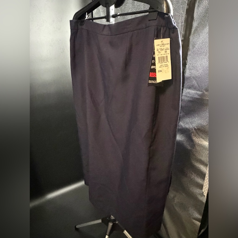 NAPA Studio womens NAVY linen Look pencil skirt NEW lined Plus size 22W Office